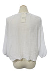 Saga Cotton Gauze Crinkle Tie Front Top in White Style 66887