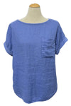 Saga Cotton/Linen Curved Hem Top in Periwinkle 2636