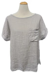 Saga Cotton/Linen Curved Hem Top in Sand 2636