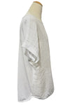 Saga Cotton/Linen Curved Hem Top in White 2636
