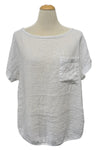 Saga Cotton/Linen Curved Hem Top in White 2636