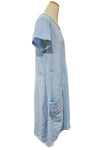 Saga Cotton/Linen Pouch Pocket Dress in Blue 1127