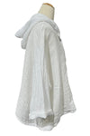 Saga Linen 3/4 Sleeve Crop Hoodie in White Style 6867