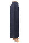 Saga Linen Button Hem Pants with Front Pockets in Navy GN3248