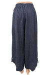 Saga Linen Button Hem Pants with Front Pockets in Navy GN3248