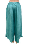 Saga Linen Button Hem Pants with Front Pockets in Sea Blue Style GN3248