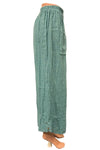Saga Linen Button Hem Pants with Front Pockets in Seablue GN3248
