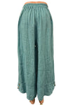 Saga Linen Button Hem Pants with Front Pockets in Seablue GN3248