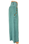 Saga Linen Button Pocket Pants in Seablue Style 1847