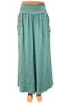 Saga Linen Button Pocket Pants in Seablue Style 1847