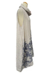 Saga Linen Cowl Neck Half Floral Dress in Sand 32021