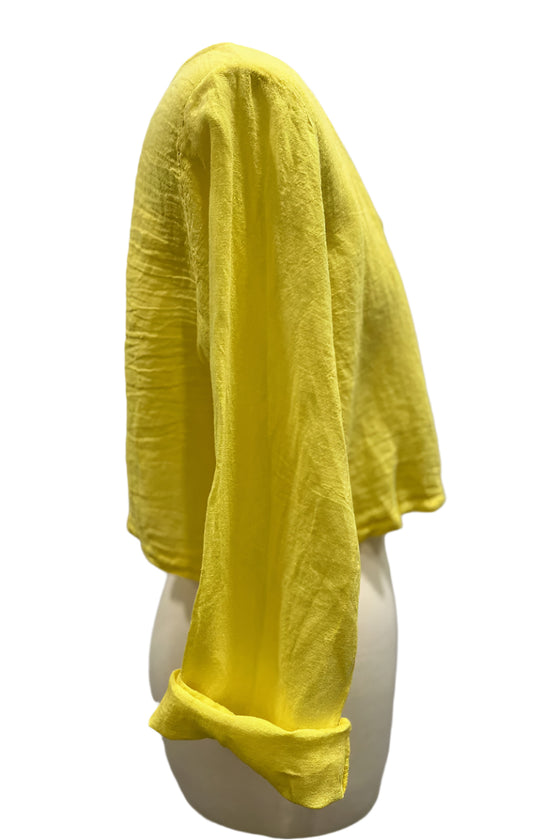 Saga Linen Crop Jacket in Yellow Style GN31170