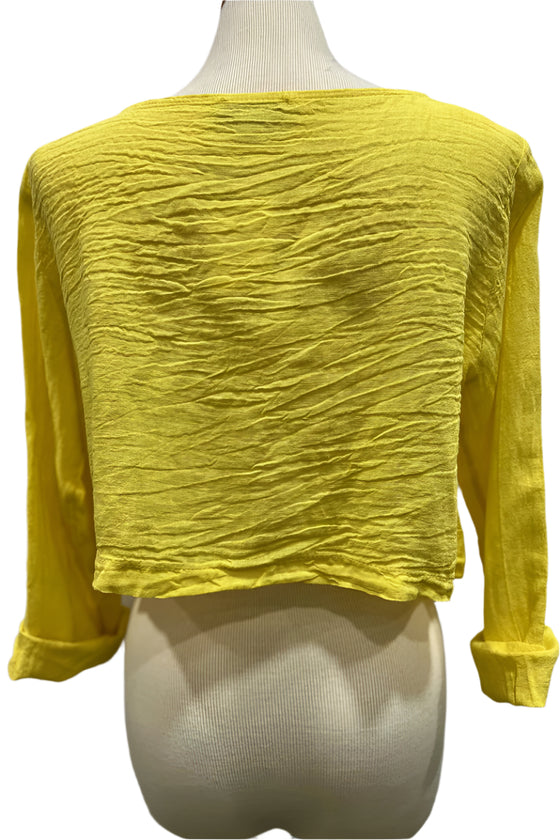 Saga Linen Crop Jacket in Yellow Style GN31170