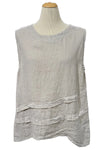 Saga Linen Diagonal Pleat Tank in Sand GN31009