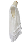 Saga Linen Diagonal Pleat Tank in White GN31009