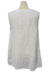 Saga Linen Diagonal Pleat Tank in White GN31009