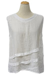 Saga Linen Diagonal Pleat Tank in White GN31009