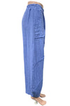 Saga Linen Genie Pants with Raw Trim in Periwinkle Style GN30220