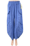 Saga Linen Genie Pants with Raw Trim in Periwinkle Style GN30220