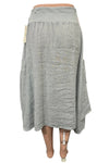 Saga Linen Layered Skirt with Pockets in Silver 4415