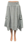Saga Linen Layered Skirt with Pockets in Silver 4415