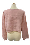 Saga Linen Long Sleeve Crop Jacket in Pink GN31170