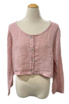 Saga Linen Long Sleeve Crop Jacket in Pink GN31170