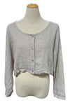 Saga Linen Long Sleeve Crop Jacket in Sand GN31170
