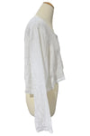 Saga Linen Long Sleeve Crop Jacket in White GN31170