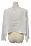 Saga Linen Long Sleeve Crop Jacket in White GN31170