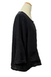 Saga Linen Long Sleeve Two Pocket Button Top in Black AU5420