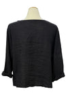 Saga Linen Long Sleeve Two Pocket Button Top in Black AU5420