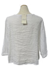 Saga Linen Long Sleeve Two Pocket Button Top in White AU5420