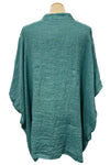 Saga Linen Mandarin Collar Dolman Top in Seablue GN31163