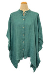 Saga Linen Mandarin Collar Dolman Top in Seablue GN31163