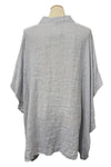 Saga Linen Mandarin Collar Dolman Top in Silver GN31163