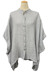Saga Linen Mandarin Collar Dolman Top in Silver GN31163