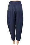 Saga Linen Petite Criss Cross Lines Pants in Navy Style 5328P
