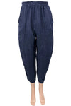 Saga Linen Petite Criss Cross Lines Pants in Navy Style 5328P