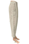 Saga Linen Petite Criss Cross Lines Pants in Sand Style 5328P