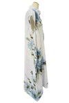 Saga Linen Priest Collar Floral Dress in White 30383
