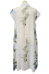 Saga Linen Priest Collar Floral Dress in White 30383