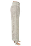 Saga Linen Ribbed Waist Side Slit Pants in Sand 2646