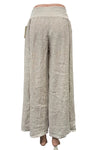 Saga Linen Ribbed Waist Side Slit Pants in Sand 2646