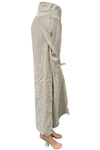 Saga Linen Ribbed Waist Side Slit Pants in Sand 2646