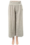 Saga Linen Ribbed Waist Side Slit Pants in Sand 2646