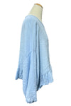 Saga Linen Ruffle Hem Crop Top in Blue Style GN31172