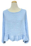 Saga Linen Ruffle Hem Crop Top in Blue Style GN31172