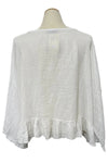 Saga Linen Ruffle Hem Crop Top in White Style GN31172