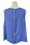 Saga Linen Sleeveless Back Button Top in Periwinkle Style 5299B